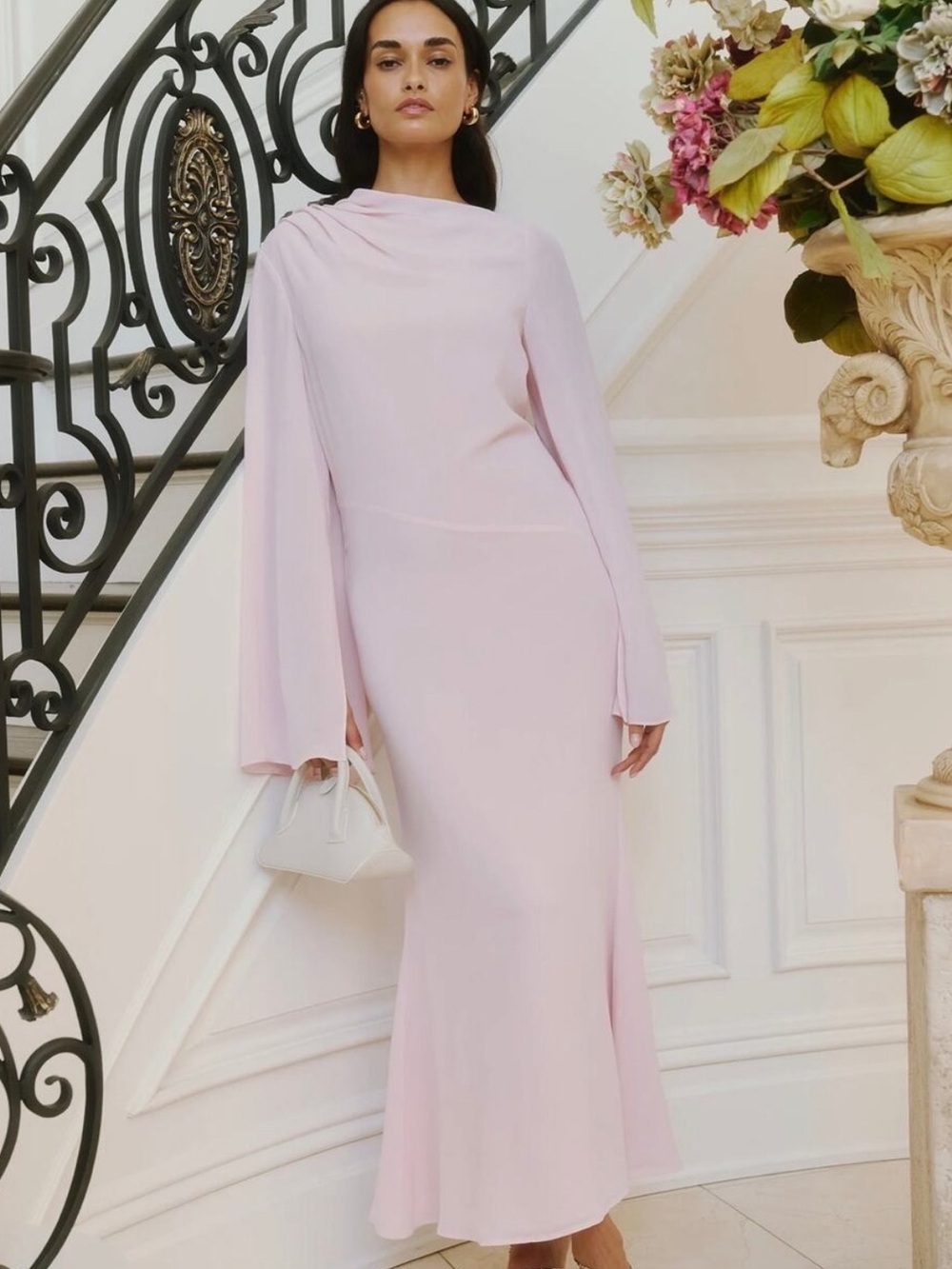 NWT Few Moda Juliana Soft Pink Modest Formal Maxi Dress. Size S